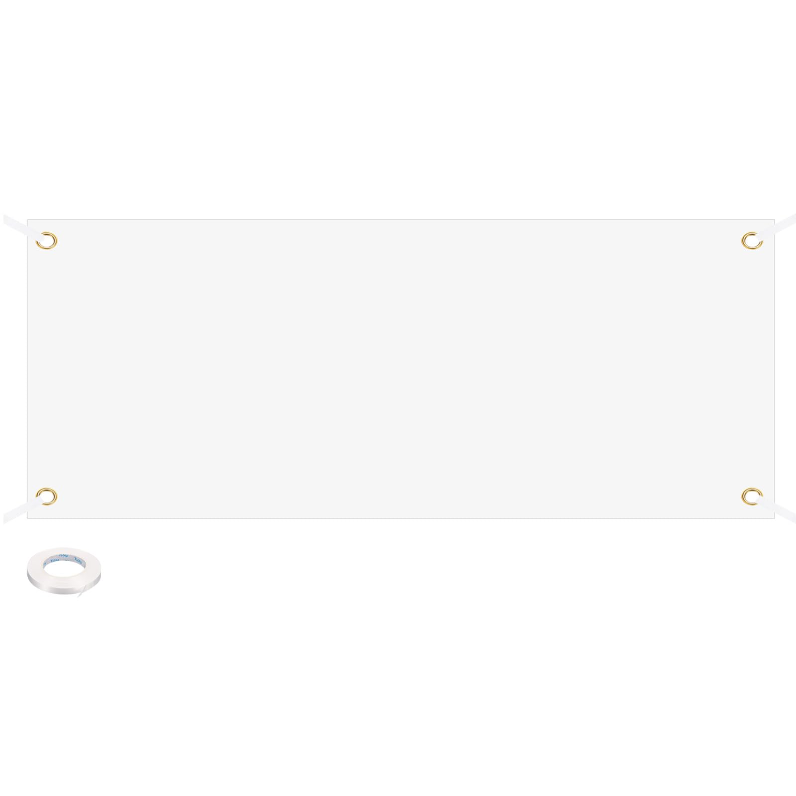 PATIKIL Blank Banners Signs to Decorate 2'x5' Sublimation White Banner with Hanging Rope for Business Outside Outdoor Wall, 1 Set