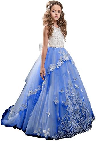 Flower Girl Dress Kids Lace Beaded Pageant Ball Gowns