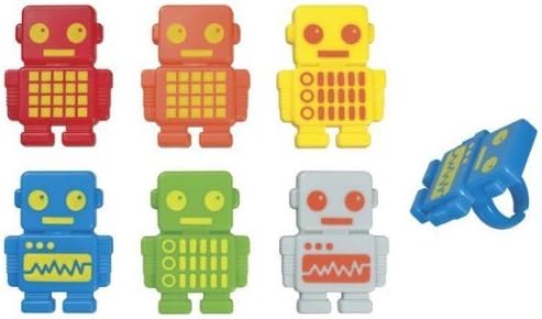 48 ~ Robot Party Rings ~ Designer Cake/Cupcake Topper ~ New!!!!!