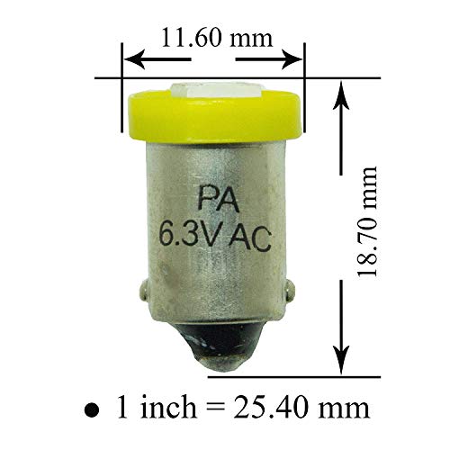 PA 10PCS #1893#44#47#756#1847 BA9S 1SMD LED Wedge Pinball Machine Light Bulb Yellow(Amber)-6.3V