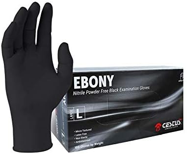 Cestus Nitrile Powder Free Glove with Textured Fingertips #9300 (Black) (S)