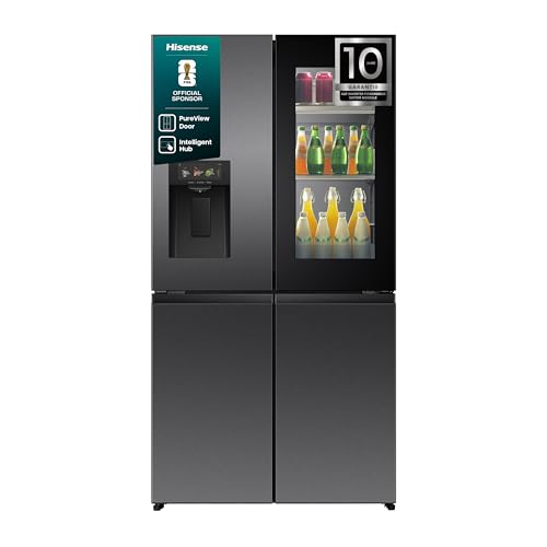 Hisense RQ600P7SKE Cross Door mit Eis-Wasserspender/90cm Breite/615L/PureView/6.86'' TFT/antibakterielles Dark-Interior/UV-Wasserreinigung/VoiceContro