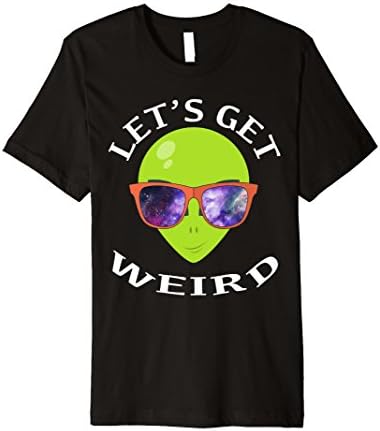 Mens Let's Get Weird Alien Galaxy Print Rave Festival Shirt Large Black