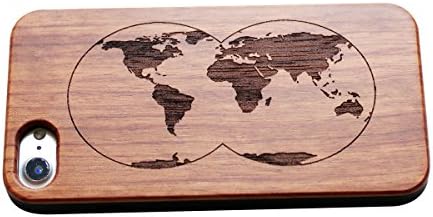 VIVIPOW Wood World Map Phone Case Compatible iPhone 7 Case(4.7 Inches),Wooden Phone Case Compatible iPhone 7 Case, World…
