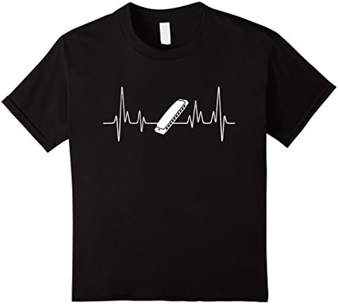 Kids Harmonica T shirt - Harmonica Heartbeat Shirt 8 Black