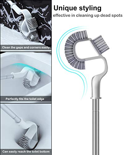 AYOTEE Toilet Bowl Brush and Holder, Toilet Brush Antislip Grip Handle，Silicone Bristles,Toilet Scrubber for Bathroom ，Toilet (White)