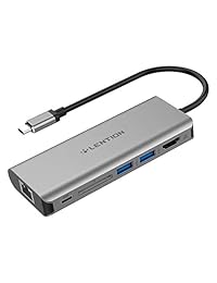 LENTION USB C Digital Multiport Hub AV con 4K HDMI, 2 USB 3.0, lector de tarjetas SD, carga tipo C y adaptador Gigabit Ethernet para 2016 2017 MacBook Pro 13 15, MacBook 12, Dell XPS, más
