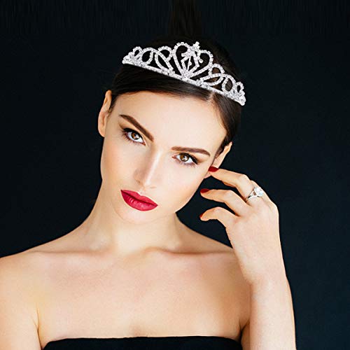 Didder Silver Crystal Tiara Crown for Women, Headband Princess Elegant Rhinestone Crown with Combs for Women Girls Bridal Wedding Prom Birthday Party