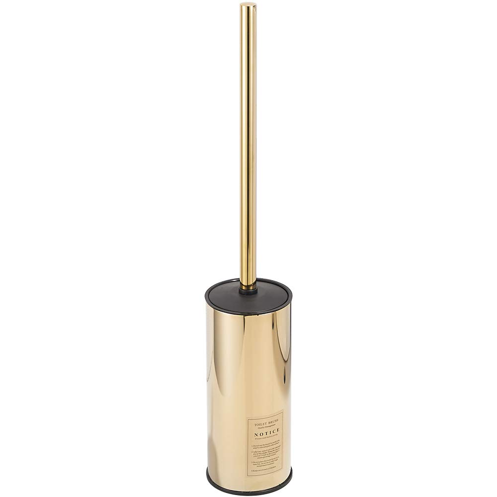 NSODOO Freestanding Toilet Brush Holder for Bathrooms, 304 Stainless Steel Toilet Brush Holder Storage and Organisation Rust Resistant Polished Gold Round 47cm High