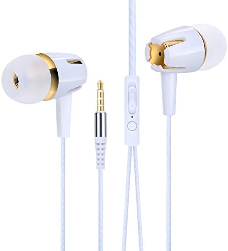 Earbuds with Mic, Costyle 1 Pack Pure TPE Cord Wired In-ear Earphones Headphones with Microphone Volume Slider Control Remote Button for iPhone, Samsung Galaxy Note Series, Walkman MP3(White)