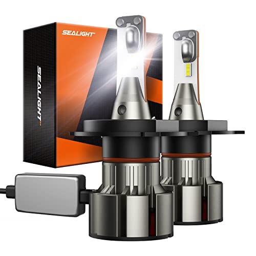 SEALIGHT H4/9003 LED Bulbs, 100W 6000K Xenon White LED Light with Fan
