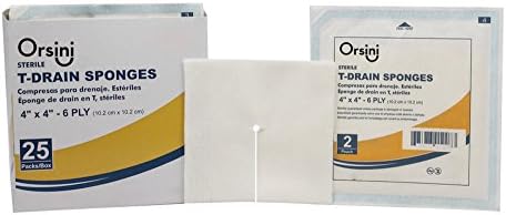 Orsini Sterile Non-Woven I.V. &amp; T-Drain Gauze Sponges, 4" x 4", 6-Ply (Box of 50)