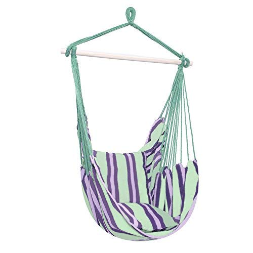 dalina Hanging Hammock Chair Porch Swing Cotton Canvas Hanging Rope Chair with Pillows Swing Chair Green