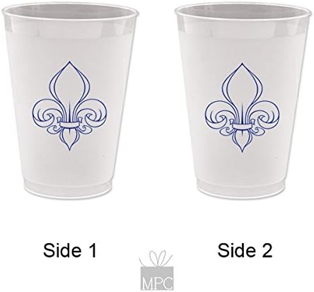 Fleur De Lis Frost Flex Plastic Cups - Navy Fleur De Lis