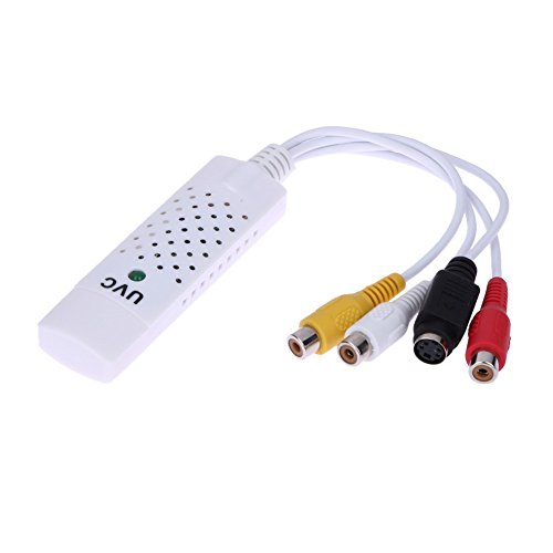 USB 2.0 Video Capture Card Converter Audio Video Grabber Adapter TV Tuner for Computer Win XP 7 8 10 NTSC PAL (White)