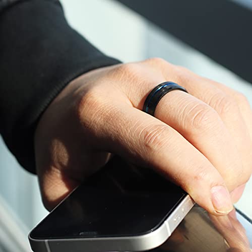 Zoesky Mens 8mm Black Matte Tungsten Carbide Ring Engagement Band Blue Grooved Center Comfort Fit (8)