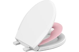 CCBELLO Toilet seat with toddler seat built in, Potty training toilet seat, Magnetic kids toilet seat, Fits both adult and child, Slow-Close, Toddler toilet seat attachment, ROUND, Heavy Duty, Pink(16.5”)