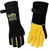 Welding Gloves, Cuwiny 1112Â°F Heat/Fire Resistant/Leather Forge Gloves, with Kevlar Stitching String, 16 inches Extra Long Sleeve and Fireproof Velcro,fit for Mig/Tig Welder/BBQ/Cooking/Cutting