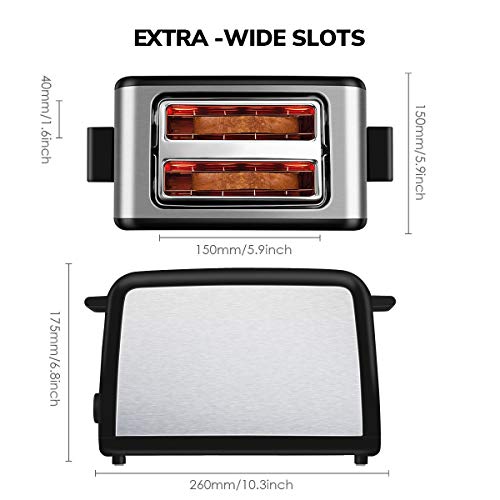 Toaster 2 Slice, Compact Brushed Stainless Steel Toasters 2 Slice Best