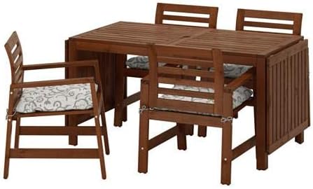 Applaro Table 4 Chairs W Armrests Outdoor Brown Stained Stegon