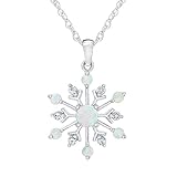 Created Opal and Created White Sapphire Snowflake Pendant
