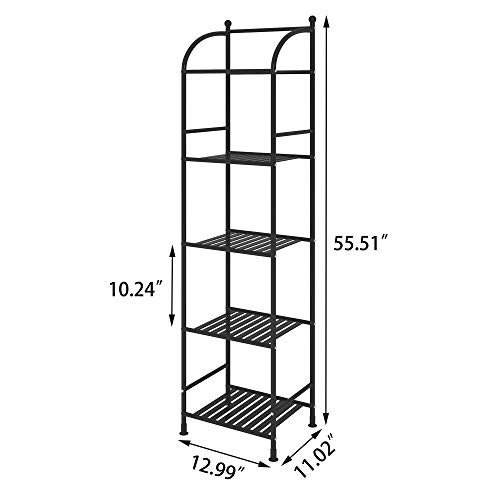 FKUO 5 Tier Bathroom Storage Open Shelf Unit, FreeStanding Metal