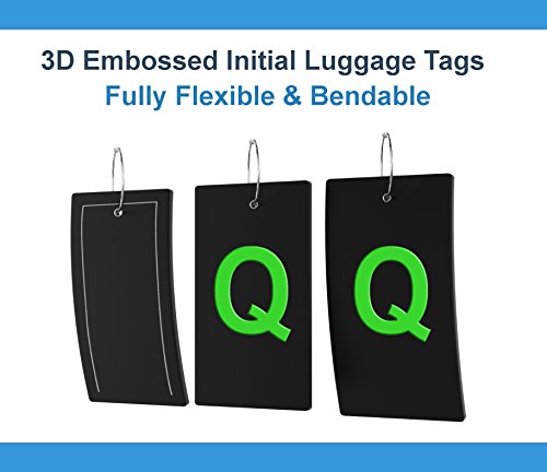 Luggage Tag Initial Bag Tag - Fully Bendable Tag w/ Stainless Steel Loop