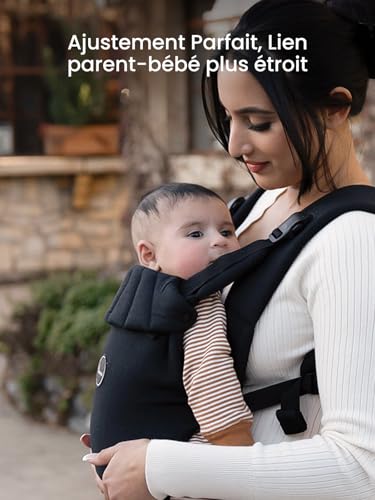 Physiological and Ergonomic Baby Carrier for Newborns to Toddlers (3-20 kg/0-24 Months), Quick Release Buckle, Easy Fit with Headrest, Lightweight and Comfortable (Black)