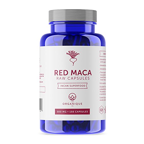 The Organique Co. Red Maca Root Powder Capsules - 3000mg Per Serving, 150 Vegan Pills - Certified Organic, Raw, Non-GMO Supplement - Energy, Female Fertility, Hormone Balance