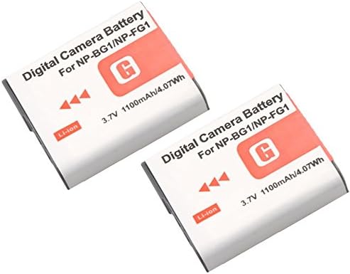 CREJOY™ 2 Packs NP-BG1 Battery Sony Type G Lithium Ion for DSC-HX9V, DSC-H70, DSC-H50, DSC-H55, DSC-H90, DSC-W290, DSC-H20, DSC-W80, DSC-HX5V, DSC-W55 + More Cameras