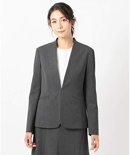Amazon ジェイ プレス レディース L J Press Ladies L スーツ対応 T Rアルガンシルク ノーカラージャケット グレー系 T13 コート ジャケット 通販