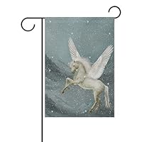 fudin Seasonal Holiday Garden Yard Flag Banner 12 x 18 inches Decorative Flag for Home Indoor Outdoor Decor Pegasus in Winter Landscape