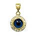 Sterling Silver 18 Karat Gold Overlay Greek Key Theme Double Sided Evil Eye Pendant Charm