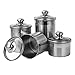 Vencer 4 Piece 304 Stainless Steel Canister Set with Glass Lids,Tea Coffee Sugar Canister for Kitchen and Home