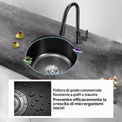 Mini Round Stainless Steel Sink with Drain Connector for Small Kitchens Diameter 30 cm