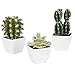 MyGift 4-inch Assorted Artificial Cactus Plants, Mini Fake Desert Plants in White Square Pots, Set of 3