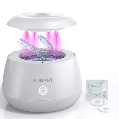 KUNPHY Ultraschallreinigungsgerät, 48kHz Dental Pod, Ultrasonic Cleaner for Zahnersatz, Retainer, Aligner, Prothesen, Zahnbürstenkopf, Schmuck Schwarz