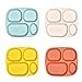 shopwithgreen Bamboo Divided Plates for Kids Adults - Dinnerware Set for Toddlers Kids Children Baby, Toddler Dinner Plates, BPA Free, Stackable, Dishwasher Safe, 9.4 inch, Set of 4