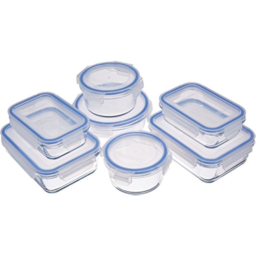 Basics Glass Locking Lids Food Storage Containers, 14Piece Set Kitchen