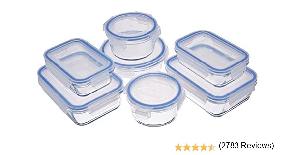 AmazonBasics - Recipientes de cristal para alimentos, con cierre ...