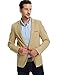 Pishon Men's Slim Fit Suits Casual One Button Flap Pockets Solid Blazer Jacket Business Daily Blazer, Khaki, Medium