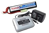 Tenergy Airsoft Battery 11.1V 1000mAh High Capacity LiPo Stick Battery Pack 20C High Discharge Rate Hobby Battery Pack for Airsoft Guns w/Mini Tamiya Connector + LiPo/Life Balance Charger 1-4 Cells