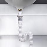 Vataler 1-1/4 Inch Expandable Flexible 17-42 Inch Universal Kitchen Sink Sewer Drain Pipe Tube S Trap, Bathroom Vaniy Sink Drain Plumbing P Trap Tubing