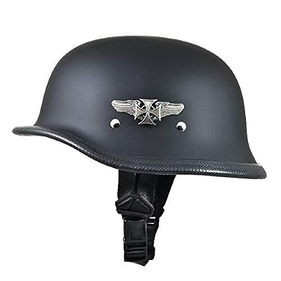 daytona big german novelty motorcycle helmet w road wings D.O.T. German- Dull Black – Helmets Safety Standards FMVSS 218 Daytona Skull Cap Half Helmet