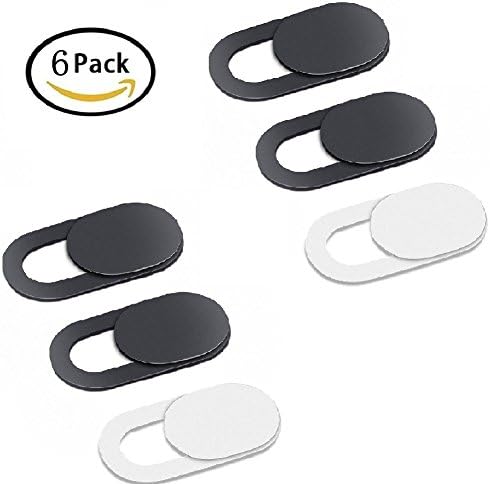 vezukv Webcam Cover (6pcs), Ultra Thin 0.03in Privacy Sliding Blocker Cover fit Laptop Computer Smartphone iPhone iMac, Mac, iPad/black + white (4 black+2 white)