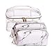 Joyful 3pcs Marble Travel Cosmetic Bag Set Clear Makeup Bag Cosmetic Bag Set Marble Bag (Color A)