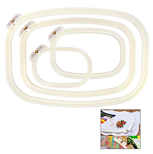 iPobie 4 Pieces Rectangle Square Embroidery Frame Cross Stitch Hoop,Embroidery Hoop Frame Set (4 Sizes)