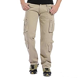 Image of Mimfor Men's Fashion Casual Outdoors Button Multi-Pocket Work Trouser Cargo Long Pantsï¼ˆKhakiï¼Œ38ï¼‰