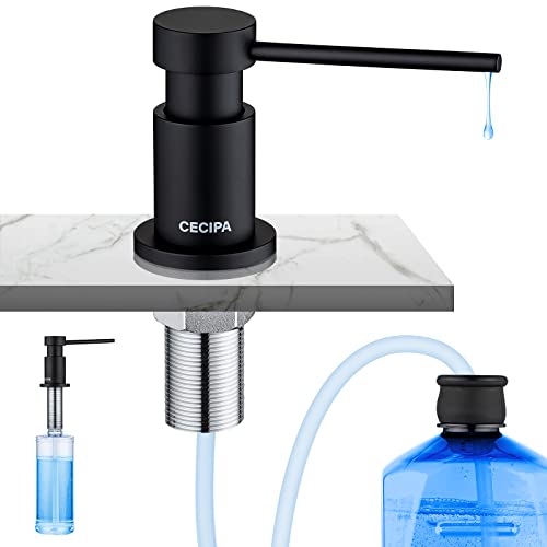 CEICPA Kitchen Soap Dispenser with 500 ml Bottle and 1.2 m Extension Hose, 360° Swivel Pump, Black