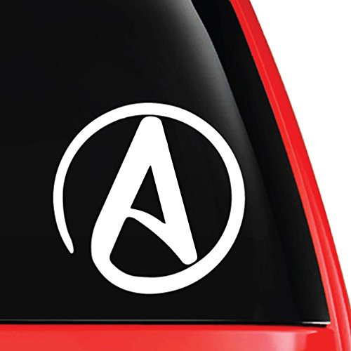 Circle Atheist Symbol Decal Vinyl Car Laptop Sticker - EvolveFISH - White 5" x 5"